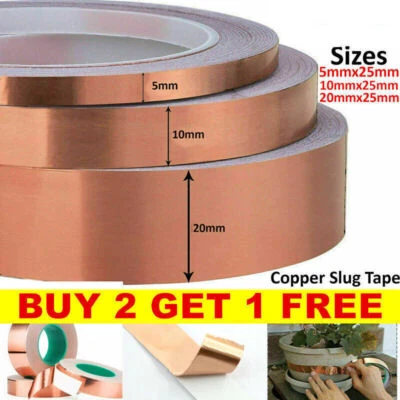 5A-STAR 25M Adhesive Copper Slug Tape Snail Barrier conductive Repellent Guitar EMI