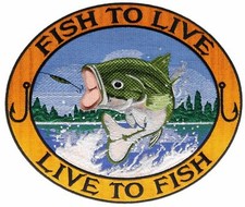 Fish To Live Live To Fish Bass 9 inch Large Back Embroidered Patch LD2