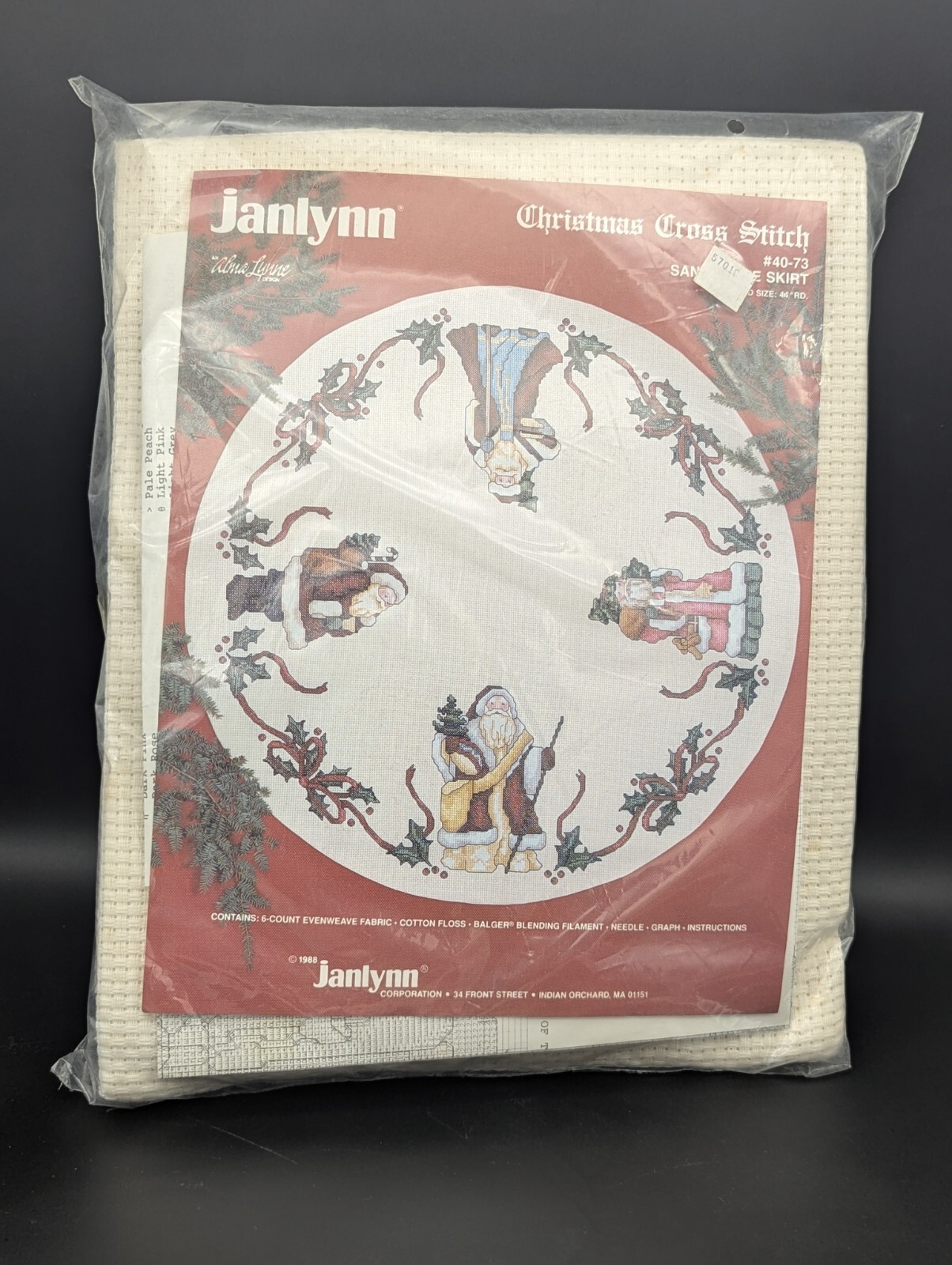 Janlyn Alma Lynne Designs 40-73 Santa Tree Skirt Counted Cross Stitch Kit 1988