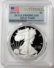 2018 W AMERICAN SILVER EAGLE $1 PROOF 1 oz COIN PCGS PF 69 DCAM FIRST STRIKE