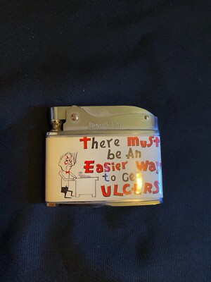 Vtg Brother-Lite Novelty Gag Lighter There Must be an Easier Way to Get Ulcers 