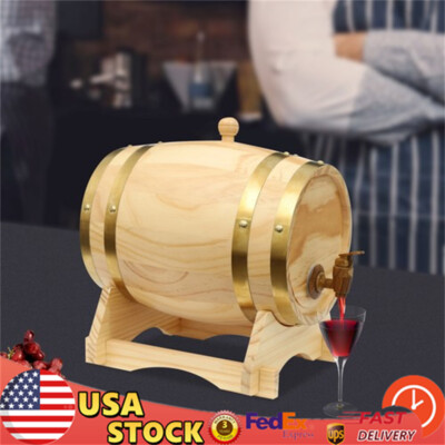 #ad 5L Wood Wine Barrel with Stand amp; Faucet For Hotel Bar Kitchen Whiskey and Wine $54.09