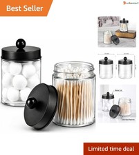 2-Pack Glass Bathroom Storage Jars with Metal Lids Stylish Apothecary Canis...