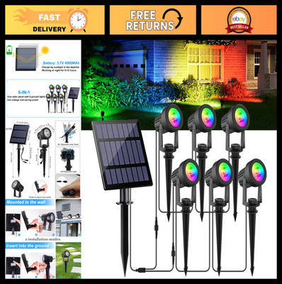 Color Changing Solar Spot Lights - Waterproof RGB Landscape Lighting, Auto ON/OF
