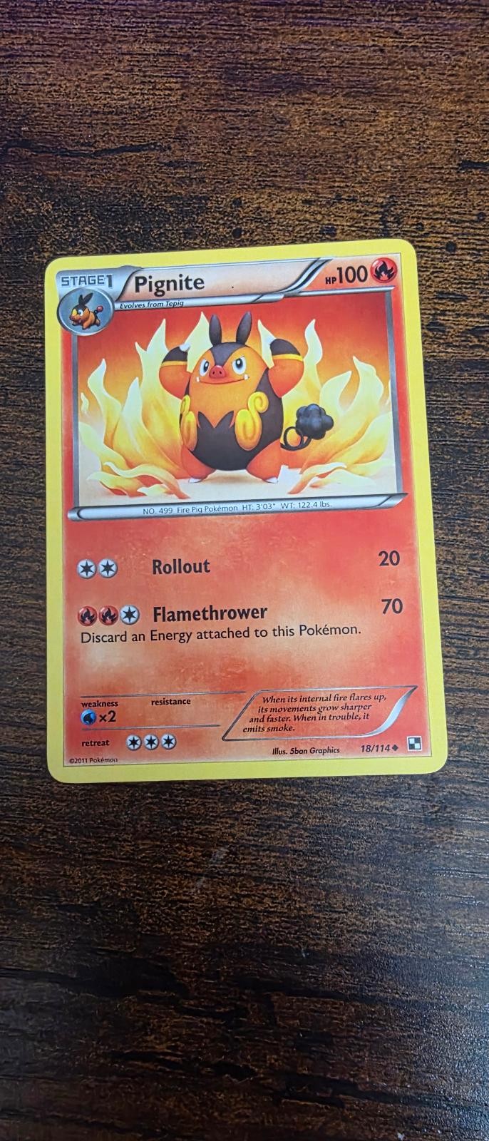 Pignite 18/114 Uncommon Black & White Pokemon Lightly Played