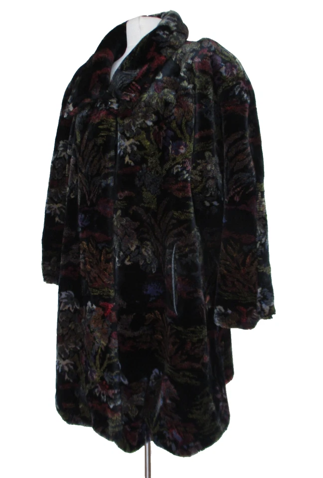 Abrigo Columpio Vintage DONNYBROOK Piel Sintética Patrón Floral Talla 18 Mujer Foto 3 de 4