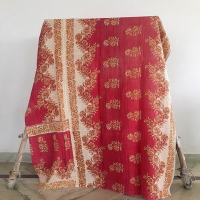 Bohemian Twin Vintage Kantha Quilt Blanket Boho Bedspread Throw Ralli Gudri 1 Pc