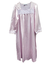 Oscar de la Renta Saks Fifth Avenue Vtg 90s Pale Pink + Lace Satin Nightgown M