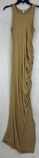 Capella Women's Camel Ruched Side Slit Sleeveless Maxi Dress Size L