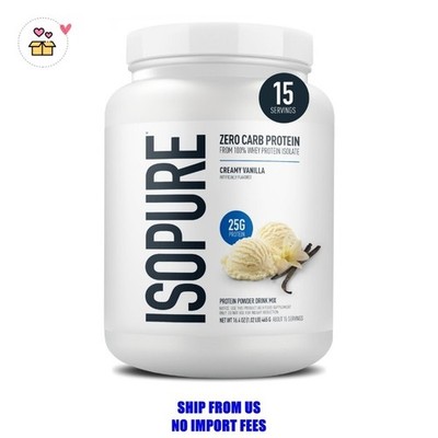 Isopure Zero Carb 100% Whey Protein Isolate Vanilla Protein Powder, 25g, 15 Serv