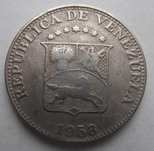 VENEZUELA 5 CENTIMOS 1958 SLIGHTLY BENT