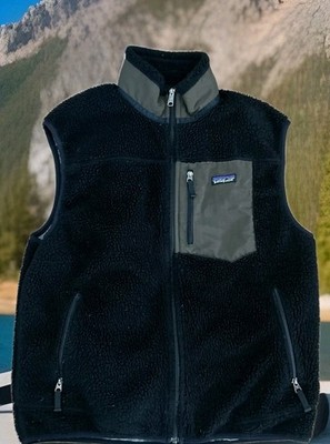 Patagonia Classic Retro-X Deep Pile Fleece Vest Black Gray Mens