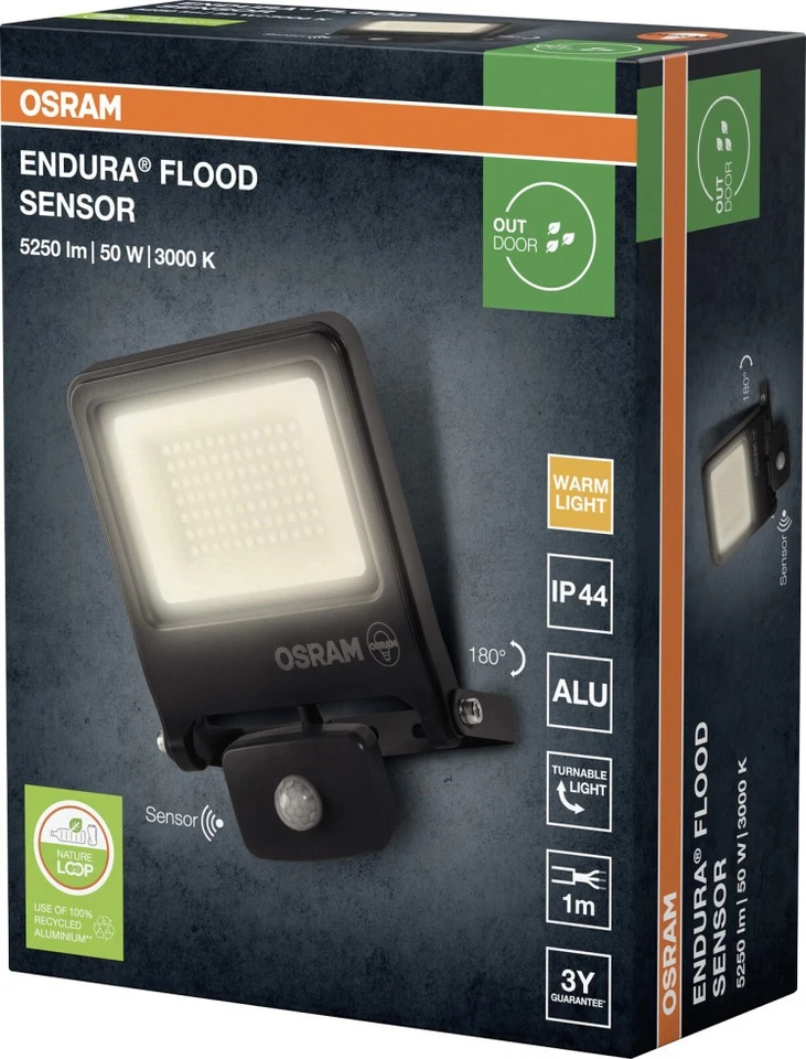 Osram Außenleuchte Endura Flood Bewegungsmelder 50W PCR dunkelgrau warmweiß - Bild 2 von 4