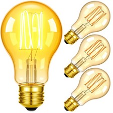 E26 Amber Vintage Edison LED Light Bulbs 25W 1800K Dimmable A60 0.65mm Filament