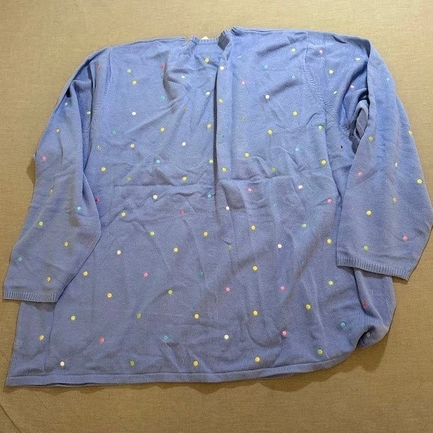 Quaker Factory Sweater Purple 3X Polka Dots Button Long Sleeve Cardigan - Image 3 of 4