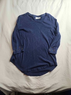 Kim Rogers Top Womens Size Small Blue Quiet Luxury Chic Capsule Wardrobe Classic