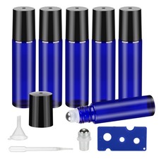10ML Essential Oil Roller Bottles, 6 Pack Blue Oil Roller Bottles for Essenti...