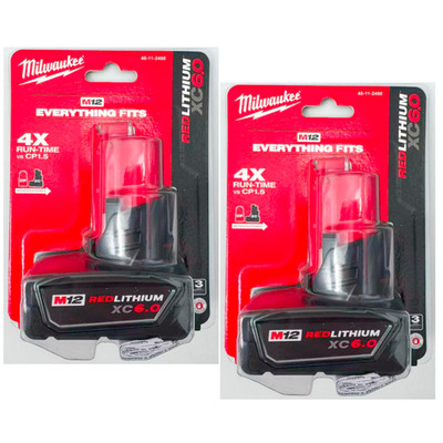 2 Pack M12 XC 6.0Ah 12V REDLITHIUM Extended Battery 48-11-2460 M12 Battery Seal