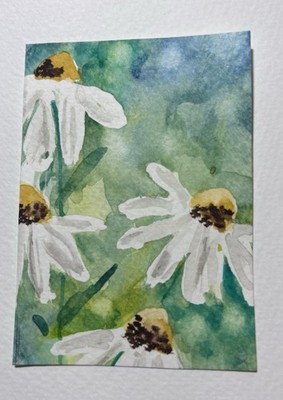 Bokeh Daisies Original Art Trading Card 2.5  x3.5  Signed By Artist