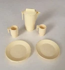 Vintage 1970s Barbie Star Traveler RV Motor Home Camper 6 Piece Dish Set Beige