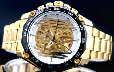 FORSINING - HERREN - AUTOMATIK - SKELETT - UHR - EDELSTAHL - GOLDFARBEN - 48MM