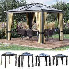 Aluminium Hardtop Gazebo Canopy with Polycarbonate Roof & Sidewalls