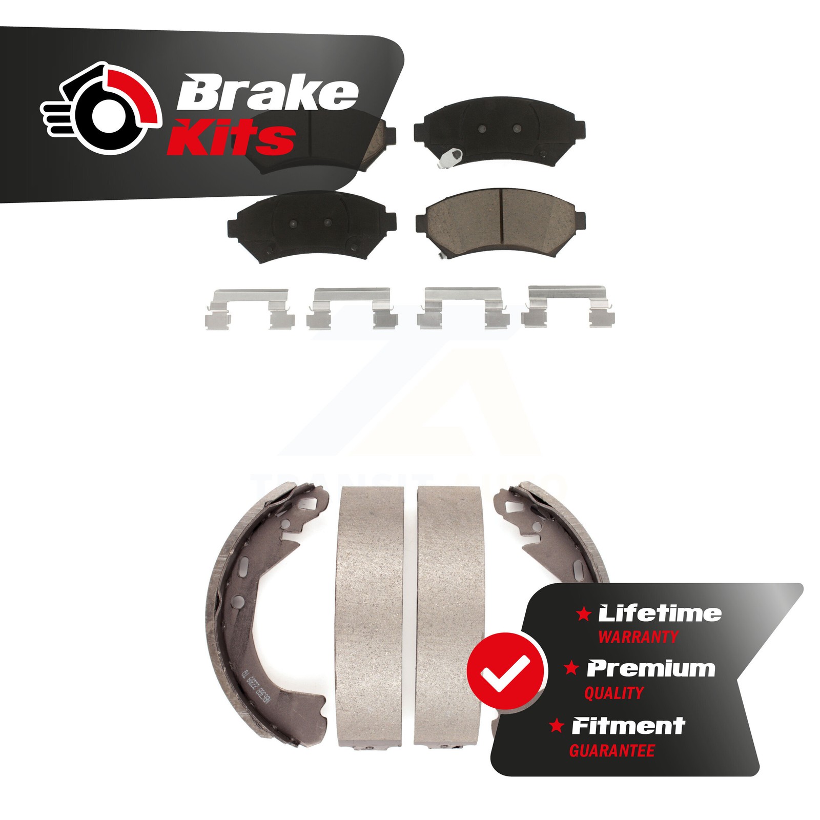 Front Rear Ceramic Brake Pads & Drum Shoes Kit For 1999-2005 Pontiac Montana FWD