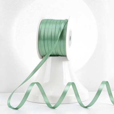 MEEDEE Sage Green Satin Ribbon 1/4 Inch Lux Double inch, 