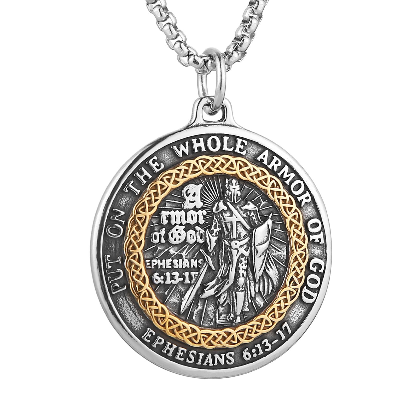 Knights Templar Armor of God Ephesians 6:13-17 Red Cross Design Necklace