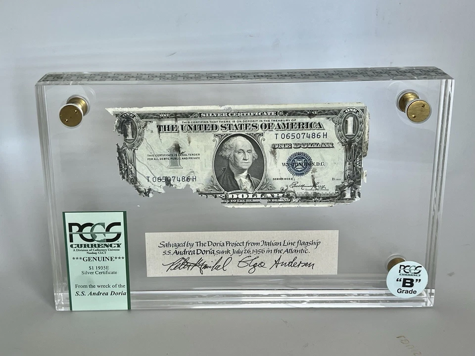 S.S. Andrea Doria Shipwreck Currency, 1935E  $1 Silver Certificate, PCGS Grade B - Image 3 of 4