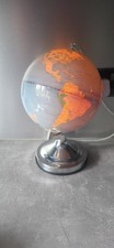 4-Way Touch Control Illuminated World Globe 30cm Light-Up Table Lamp Chrome 12"
