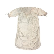 Vintage Barbizon Cream Satin Floral Embroidered Lace Nightgown Womens Medium