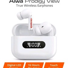 Aiwa Prodigy View True Wireless Earphones Bluetooth, LED Screen, White