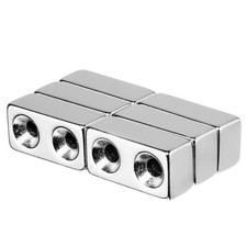 1 x 1/2 x 3/8 Inch Neodymium Rare Earth Countersunk Block Magnets N52 6 Pack 