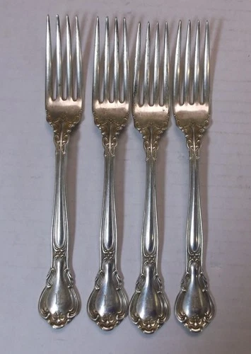 4 Antique 1850-1899 Gorham 'Chantilly' Pattern ~ 7" Sterling Dinner Forks