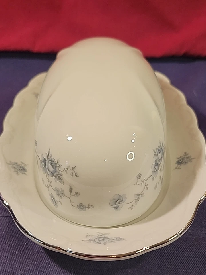 Guirnalda azul Johann Haviland 1/4 lb. Plato de mantequilla cubierto descontinuado 1990 Foto 3 de 4