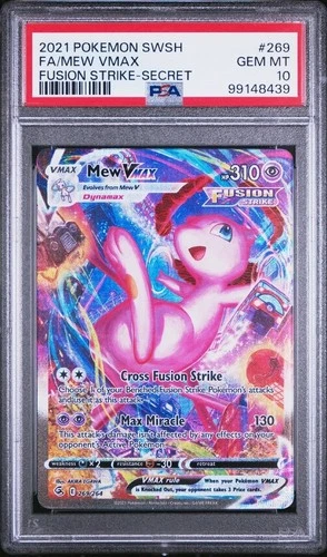 PSA 10 GEM MINT 2021 POKEMON SWSH FA/MEW VMAX 269/264 FUSION STRIKE SECRET🔥🔥