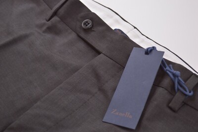 Zanella NWT Dress Pants Size 38 In Solid Dark Brown Wool Devon 