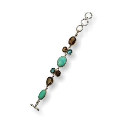Starborn Armband 925 Sterling Silber Amazonit, Rauchquarz, Apatit