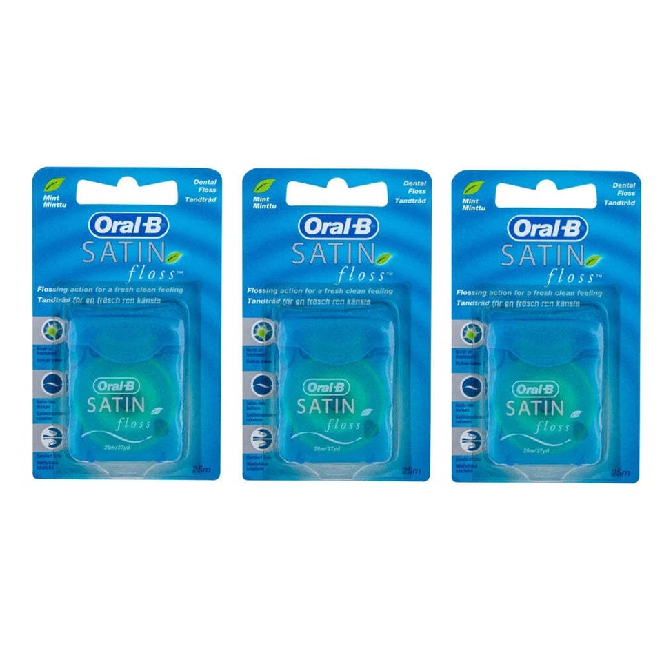 Oral-B Satin Floss Mint Dental Floss - Pack de 3
