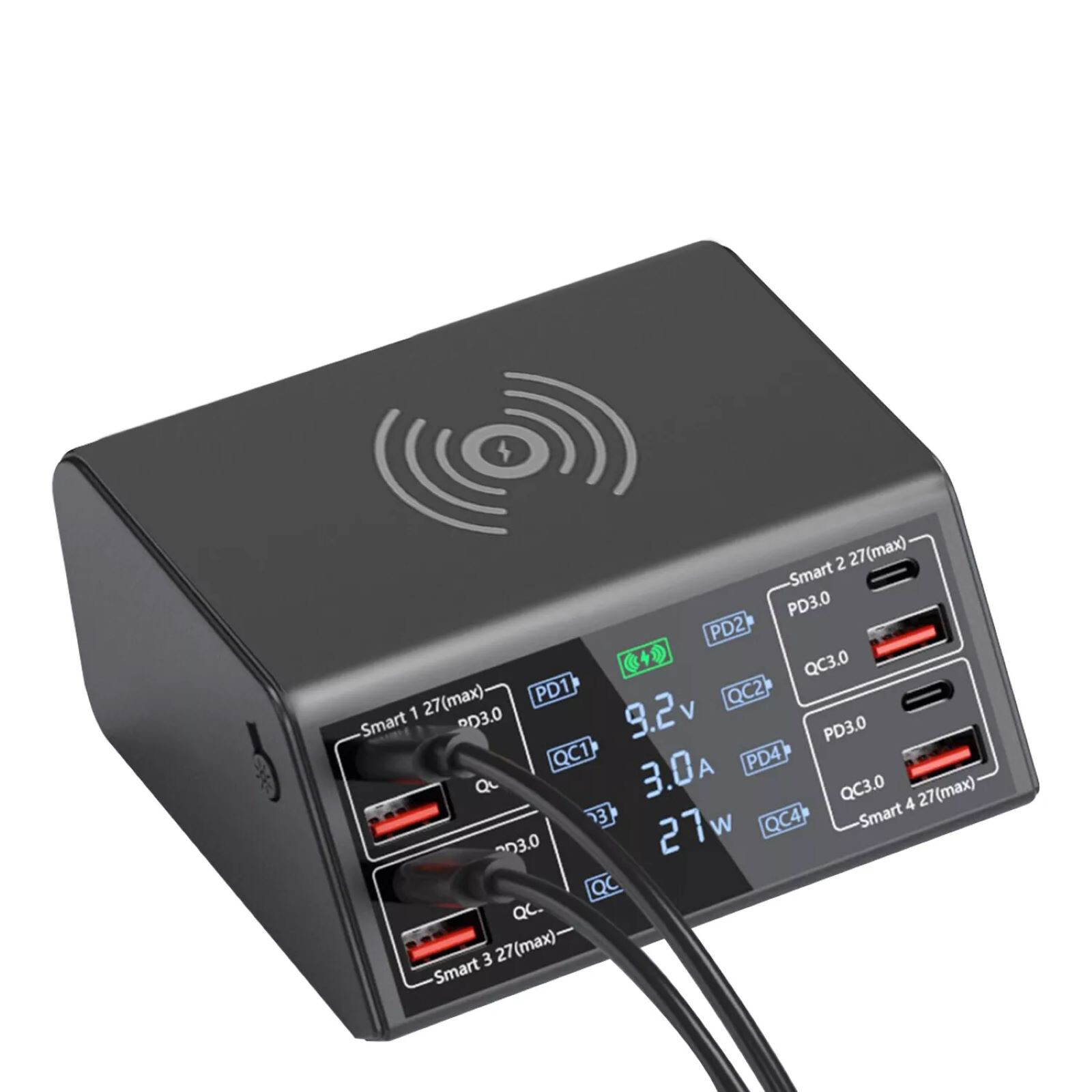 Durable 100W 9in1 Wireless USB-C PD QC3.0 Fast Charger Charging Station Tool