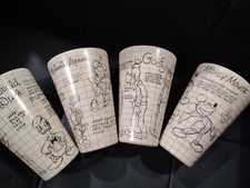 Set 4 Disney "Mickey Mouse Sketchbook" 16 oz. Cup Tumbler Plastic