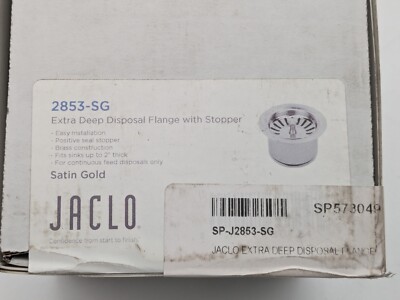 JACLO Extra Deep Disposal Flange and Stopper 2853-SG Satin Gold