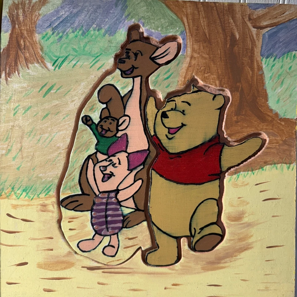 Juego de dos rompecabezas de madera Winnie the Pooh de colección hechos a mano, pintados a mano 2 piezas Foto 4 de 4