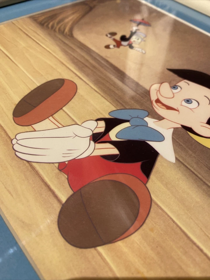 Raro "Pinóquio e Críquete Jiminy", Disney Classics Impressão Litográfica Celular Anos 1960 - Imagem 3 de 4