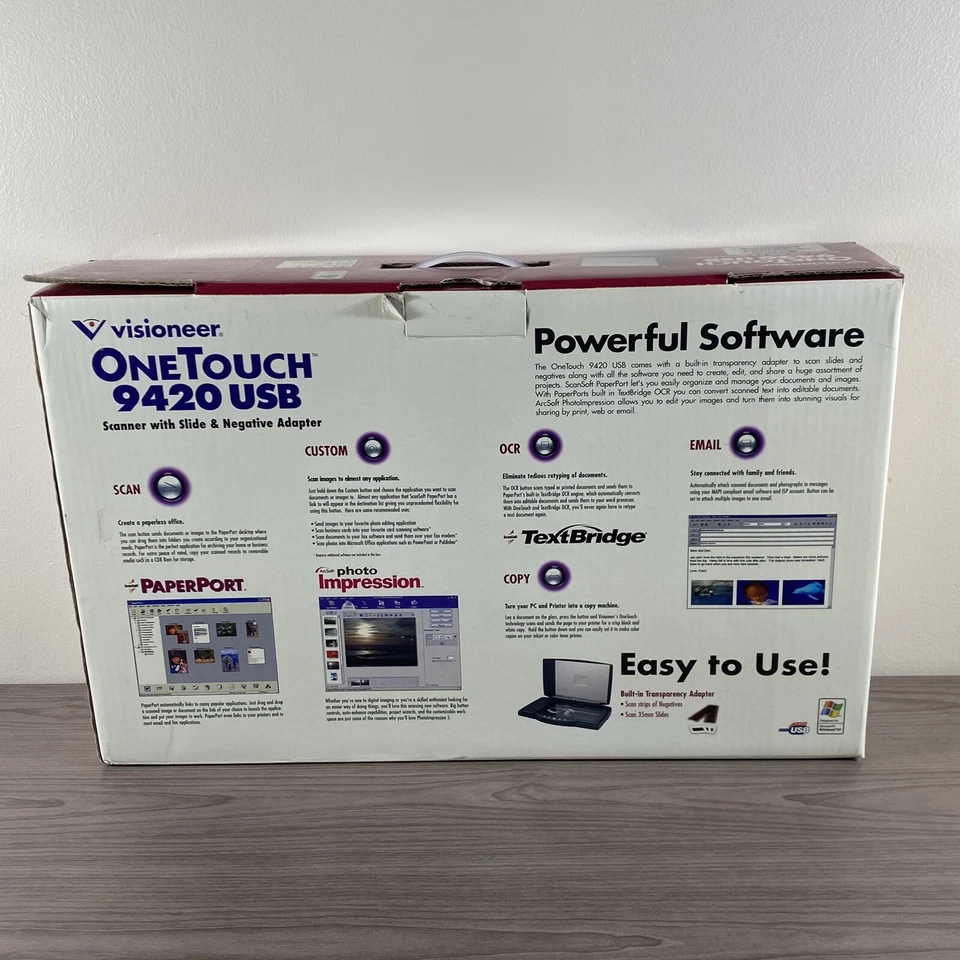 Visioneer One Touch 9420 USB Scanner With Slide & Negative Adapter New In Box - Image 3 of 4