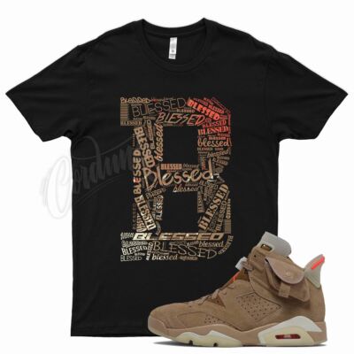 Black BLESSED T Shirt for J1 6 British Khaki Travis Scott Cactus Jack 4