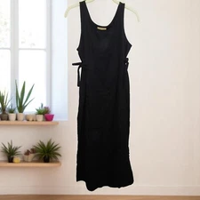 NWT Women's Long Sostanza Black Sheath Shift Dress Size S