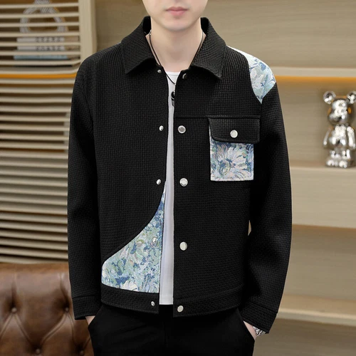 Chaqueta de cuello de solapa informal juvenil moda abrigo corto de un solo pecho para hombre - Imagen 23 de 25