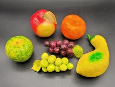 Set Of 6 Vintage Paper Mache Fruit And Vegetables